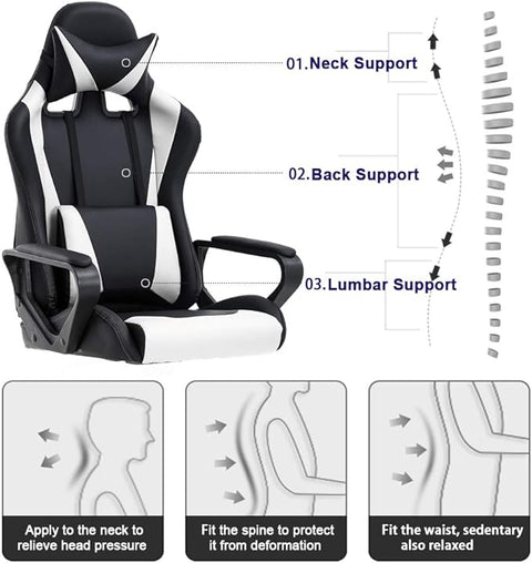BestOffice High-Back Gaming Chair PC Office Chair Computer Racing Chair PU Desk Task Chair