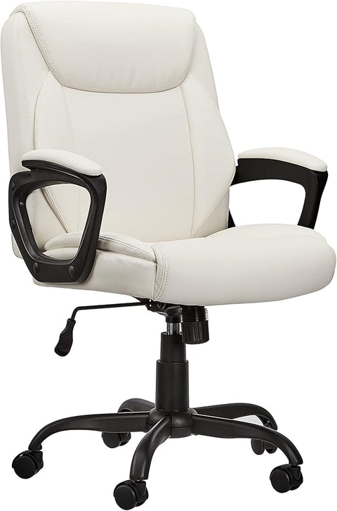 AmazonBasics Classic Puresoft PU-Padded Mid-Back Office Computer Desk Chair